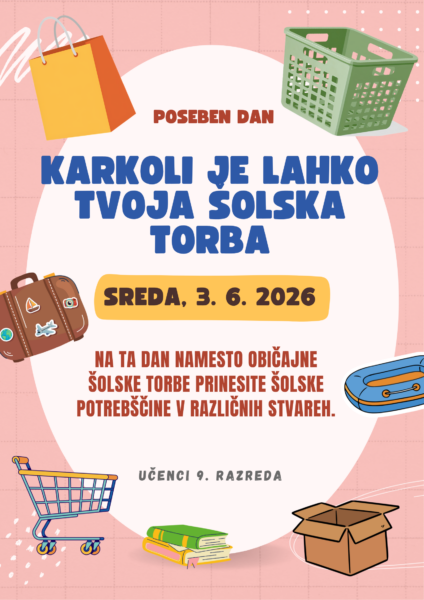 Plakat Karkoli Je Lahko šolska Torba